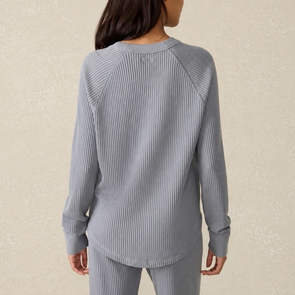 Faherty Legend Waffle Knit Crew in Tradewinds Blue Long Sleeve Top Size XL - Picture 2 of 12